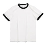 WIAOFELLAS  -  270G Cotton Premium Summer Fashion Patchwork Men's T-shirt Chinese Trendy Couple Style Solid Simple Casual Basic Blank Tees Male
