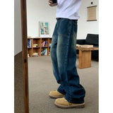 WIAOFELLAS  -  Spring/Autumn American Men Women Handsome High Street Washed Straight Leg Jeans Couple Loose Retro Harajuku Casual Pants