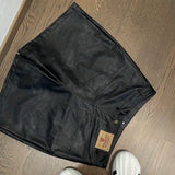 WIAOFELLAS  -  Mens Clothing Y2k Hip-Hop Shorts Summer Fashion Retro Versatile Faded Old Solid Color Pu Leather Reverse Wear Five-Point Shorts