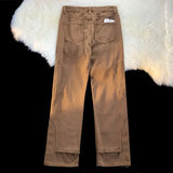 WIAOFELLAS  -  Spring American Cargo Pants Men Vintage Loose Skinny Straight Brown Jeans High Street Hems Zippered Denim Trousers