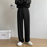 WIAOFELLAS  -  Black White Suit Pants Men Fashion Social Mens Dress Pants Korean Loose Straight Casual Pants Mens Office Formal Trousers M-2XL