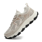 WIAOFELLAS  -  Large Size Mesh Surface Breathable Solid Color Outdoor Series Grip Wear-resistant Men's Lace-up Soft Sole Casual Hiking Shoes