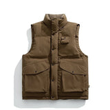 WIAOFELLAS  -  Autumn and Winter Men's Cotton-padded Waistcoat with Stand-up Collar Clip Cotton Jacket Jacket To Wear Warm