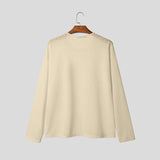 WIAOFELLAS  -  Men T Shirt Solid Color O-neck Long Sleeve Korean Style Male Tee Tops Streetwear Loose Fashion Casual Men Clothing