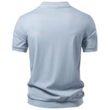 Wiaofellas  -  Men Fashion Solid Color Golf Polo Shirt Short Sleeve Fitness T-shirts Business Casual Premium Daily Outdoors Breathable Tops