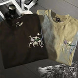 WIAOFELLAS  -  Beautiful Flower Printed Pure Cotton Men T-shirt Casual Breathable Soft Short-sleeved Top Loose Comfortable Oversized T Shirt