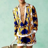 Wiaofellas  -  Set of Shirts Botanical Pattern 3D Print Fashion Shirts Casual Men Beach Shorts Summer Streetwear Hawaiian Clothes Clothing