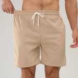 Wiaofellas  -  Spring Summer Fashion Corduroy Shorts Men Solid Color Simple Sports Training Casual Shorts Leisure Drawstring Mens Shorts