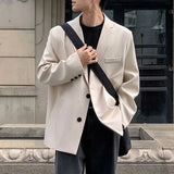 WIAOFELLAS  -  Jacket Man British Elegant Suit Jacket Casual Fashion Texture Daily High-End Jackets Trendy Temperament Outerwear Men'S Clothing