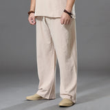 Wiaofellas  -  Pants Large Size Summer Men's Cotton Tall Big Sizes Wide Leg Linen Pant Oversized Jogger Trousers Male Plus Size Loose Pants Men