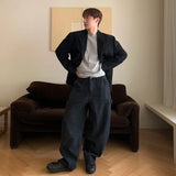 WIAOFELLAS  -  Fashion Summer Men's Solid Color Pockets Korean Style Blazer Coats Trendy Lapel Single-breasted Jackeys Male
