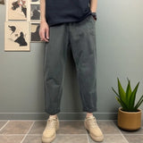 WIAOFELLAS  -  Loose Fit Casual Cotton Pants for Men with Elastic Waist Large Size Waed Harlan Nine Point Pants Autumn Winter Pure Cotton