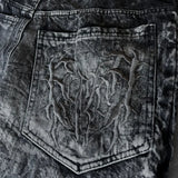Wiaofellas  -  Men Y2K Gothic Spider Baggy Jeans Distressed Washed Raw Edge Wide Leg Denim Pants Hip Hop Streetwear Ghost Loose Trousers