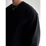 Wiaofellas  -  Round Neck Long-sleeved T-shirt Men's Autumn Winter Sports Solid Color Bottoming Shirt Top