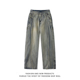 WIAOFELLAS  -  American Retro Wide-leg Jeans for Men New Style High Street Washed Denim Fabric Pants Youth Casual Loose Baggy Jeans Trousers