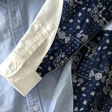 WIAOFELLAS  -  Fashionable Retro Street Patchwork Solid Color Shirt For Men 2024 Spring And Summer New American Style Casual Long-Sleeved Shirt