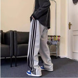 Wiaofellas  -  Men's Casual Wide Autumn Winter Straight Pants Male Trousers Striped Cotton Sale Slacks Baggy Streetwear New In Aesthetic Hot