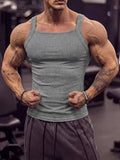 Wiaofellas  -  Fashion Stretchy Slim Ribbed Vest Tops Men Sports Casual Sleeveless Camisoles Summer Mens Daily Leisure Breathable Tank Top