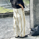 WIAOFELLAS  -  Men Striped Pants Button Oversize Joggers Casual Wide Leg Pants Men Streetwear 2025 Fashion Loose Long Trousers S-5XL