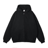 Wiaofellas  -  New Men's Hoodies Sweatshirts Zipper Hoodie Solid Color Hip Hop Mens Hooded Jacket Loose Track Hoodie Jacket Coat Streetwear