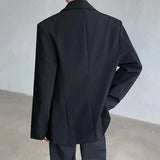 WIAOFELLAS  -  Shoulder Padded Men's Suit Jackets Solid Color Metal Design Double Breasted New Spring Menswear Loose Male Blazers