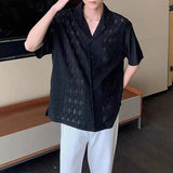 WIAOFELLAS  -  Mens Shirt Diamond Hollow Breathable Thin Casual Shirt Summer Fashion Niche Sexy Outdoor Short-Sleeved Top Men'S Clothing 2025