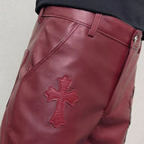 WIAOFELLAS  -  PU Leather Pants Men Streetwear Fashion Hip Hop Punk Gothic Vibe Casual Faux Leather Pant Man Boyfriend Motorcycle Trousers