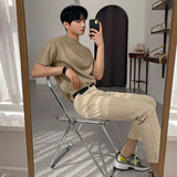 Wiaofellas  -  Summer Men's Fashion Cotton Solid Color Loose T Shirt Mens Short Sleeve Casual Tops Male Streetwear O-neck Top Tees V37