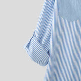WIAOFELLAS  -  Men Shirt Striped Patchwork Lapel Long Sleeve Men Clothing Streetwear Korean Style Fashion Oversize Shirts Casual Tops