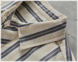 WIAOFELLAS  -  Vintage fashion striped short-sleeved shirt men's top Vintage loom cotton patchwork fabric summer cargo shirt