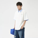 Wiaofellas  -  Korean Style Men's Fake Two Pieces T-shirts Polo Collar Vintage Short Sleeve Casual Male Pullover Tops Summer