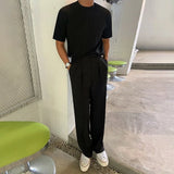 Wiaofellas  -  Men's Draped Baggy Suit Pants Luxury Clothing Leisure Button-down Solid Color Straight Premium Elegant Popular Dress Pants M-2XL