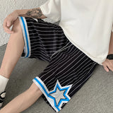 Wiaofellas  -  Gym Shorts Men Summer Fashion Sports Running Basketball Casual Man Short Pants Korean Fashion Men Striped Star Sweat Pants Daily