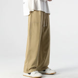 Wiaofellas  -  Men's Workwear Wide Leg Pants Cotton Men Spring Autumn Classic Fashion Bagy Straight Casual Pants Male Drapery Khaki Grey