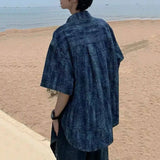 WIAOFELLAS  -  Jacquard Men's Shirts Lapel Short Sleeved Metal Chain Decoration Loose Single Breasted Casual Male Tops Summer New