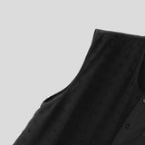 WIAOFELLAS  -  Men Shirt Solid Color O-neck Sleeveless Summer Button Casual Men Clothing Streetwear 2025 Loose Fashion Male Shirts