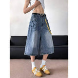 WIAOFELLAS  -  Fashion Men's Gradient Do Old Casual Denim Shorts Trendy 2025 Summer High-waisted Loose Wide Leg Short Pants Male
