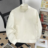 WIAOFELLAS  -  Autumn Winter Preppy Style Zipper Pockets Lantern Long Sleeve Men's Clothing High-neck Cardigan Solid Color Coats Jackets Tops