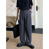 WIAOFELLAS  -  Men Autumn Winter Thick Material Loose Casual Retro Fashion Wide Leg Suit Trousers Office Man Commuter Business Baggy Pants
