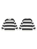 Wiaofellas  -  Contrast Striped Sweater For Male Casual Loose O Neck Long Sleeve Cashmere Pullover Jumpers Autumn Thicken Warm Knitted Blouse