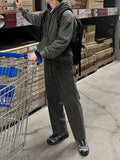 WIAOFELLAS  -  Korean Trendy Solid Color Men's Pants High Quality Wide Leg Trousers Loose Elastic Waist Straight Trousers Autumn