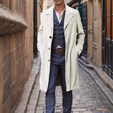 WIAOFELLAS  -  England Style Solid Corduroy Trench Coats Men New Lapel Single Breasted Fall Outerwear Long Sleeve Mid-length Mens Winter Jacket