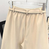 WIAOFELLAS  -  New Summer Men's Suit Pants Belt Decoration Solid Color Semi-elastic Casual Wide Leg Male Trousers New Summmer