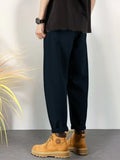 WIAOFELLAS  -  Loose Fit Casual Cotton Pants for Men with Elastic Waist Large Size Waed Harlan Nine Point Pants Autumn Winter Pure Cotton