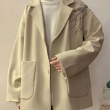 Wiaofellas  -  New Embroidered Casual Versatile Suit Jacket Men's Design Handsome Flat Lapel Top