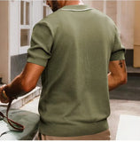 WIAOFELLAS  -  Summer New Trend Men Fashion Knit Polo Shirt Light Luxury Solid Tops American Style Short Sleeve Casual Cardigan Shirts