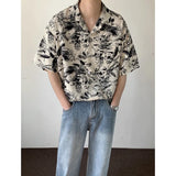 Wiaofellas  -  Summer Short Sleeved Shirt Men Oversized Printed Casual Shirt Men Streetwear Korean Loose Flower Shirts Mens Hawaiian Shirt