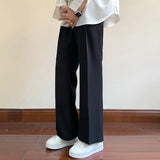WIAOFELLAS  -  Summer Black Suit Pants Men Fashion Social Mens Dress Pants Korean Loose Bell-bottoms Pants Men Mens Office Formal Trousers