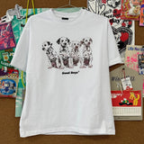 WIAOFELLAS  -  Men's Casual T-Shirt Cotton Fashionable Trendy Hip-Hop Street Dog Pattern Printed American Style Short Tops Spring Summer