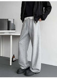 WIAOFELLAS  -  Trendy Men's Drawstring Design Contrast Color Trousers New Fashion Summer Loose High-waisted Wide Leg Pants Male